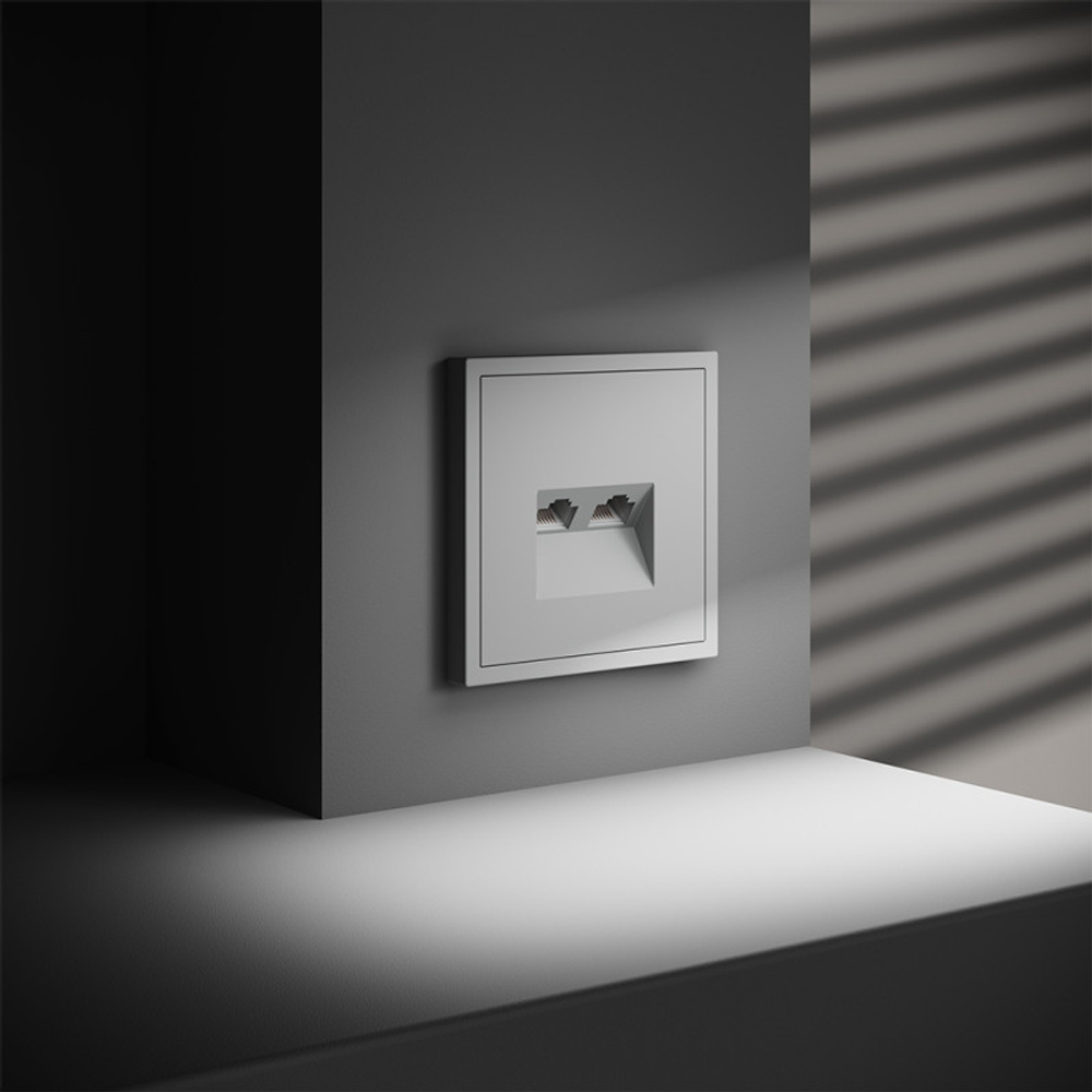 Розетка компьютерная встраиваемая VOLTUM S70 двойная RJ45+RJ45 кат.6, (белый матовый)