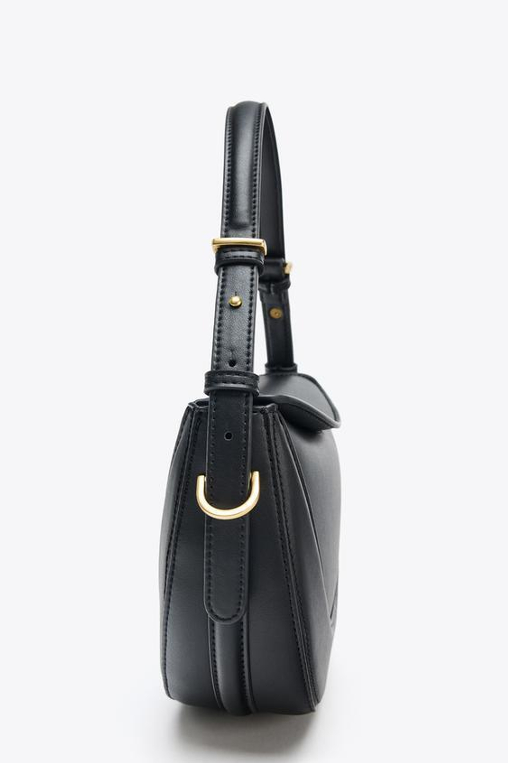 ZARA СУМКА-МЕССЕНДЖЕР С КЛАПАНОМ, ЧЕРНЫЙ