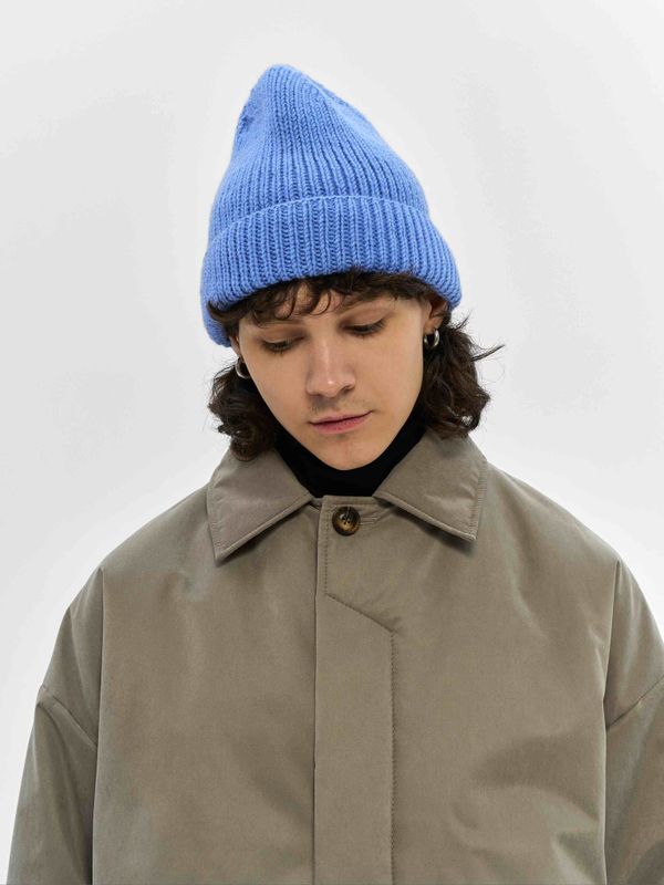Шапка Бини Вязаная голубая - фото 1