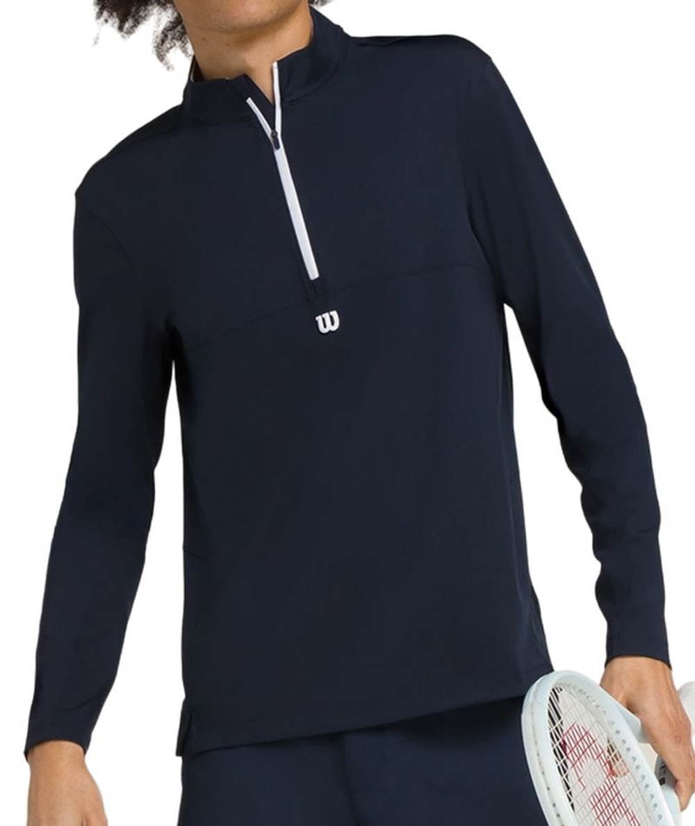 Мужская теннисная футболка теннисная Wilson Elevate Performance 1/2 Zip - небесный