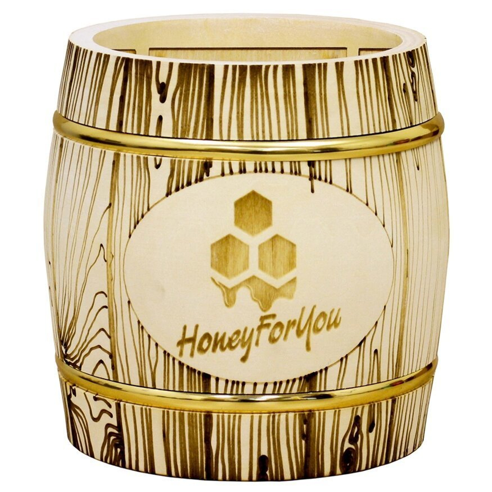 Деревянный бочонок с липовым мёдом HoneyForYou, 1 кг