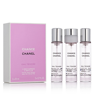 Chanel Chance Eau Tendre EDT 3 x 20 ml pocket spray refill W 60 ml