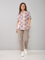 Блузка БЛ-122/кофе-бежклетка
