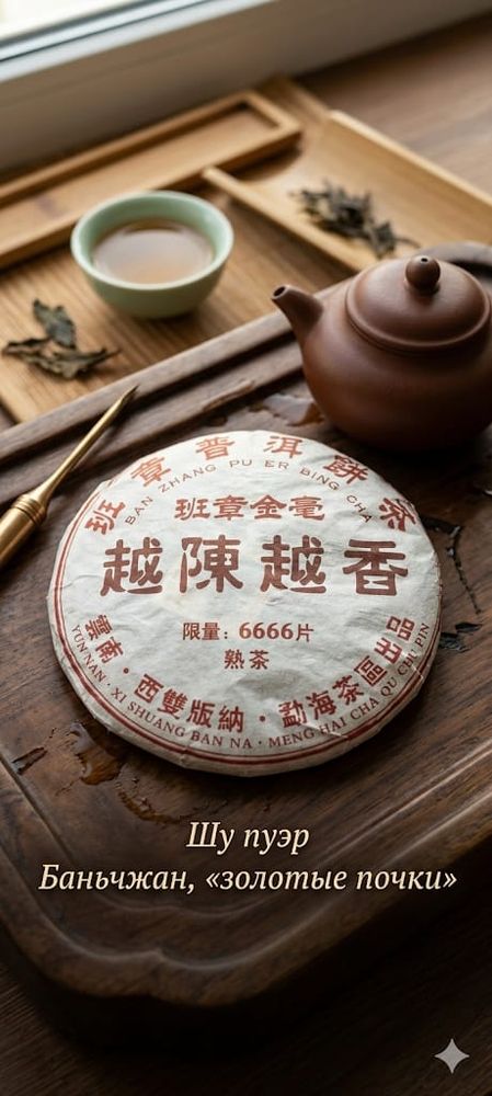 Пуэр: Ban Zhang Pu Er Bing Cha · 越陈越香 (Баньчжан, выдержанный шу пуэр)