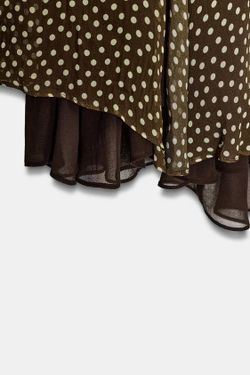 ZARA ЮБКА АСИММЕТРИЧНОГО КРОЯ В ГОРОШЕК — ZW COLLECTION, КОРИЧНЕВЫЙ