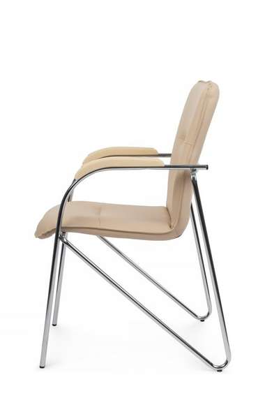 Стул Самба с пластиковыми подлокотниками SMB-03H Хром гальв. Бежевый