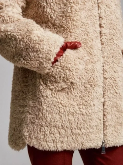 Шуба женская чебурашка тедди экомех, бежевая, SilverFox