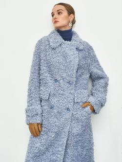 Премиальная шуба чебурашка Люкс эко-мех, голубая, SilverFox