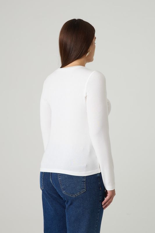 Лонгслив с шерстью мериноса, молочный