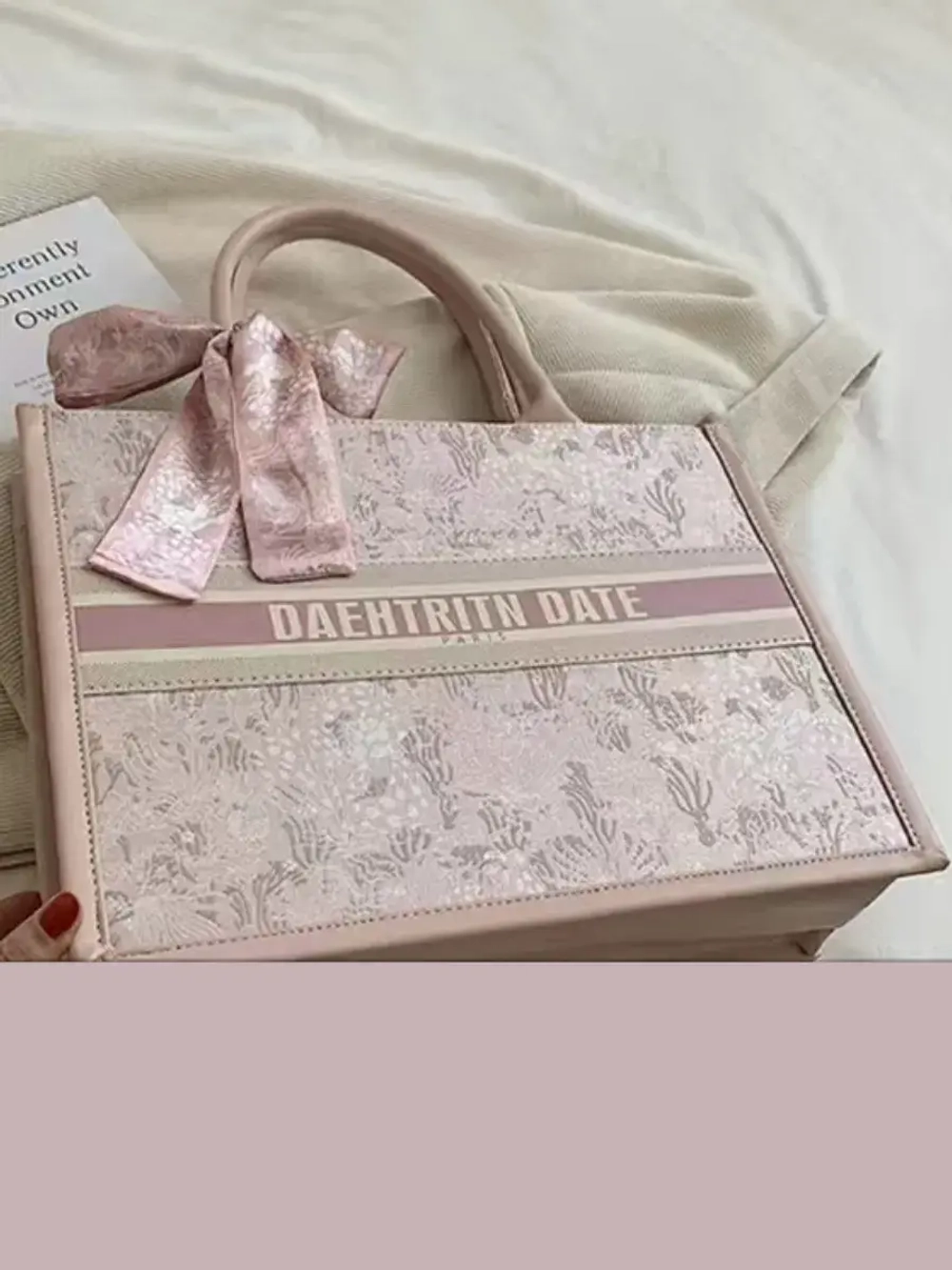 Сумка для учебы большая а4 тоут розовая y2k с бантиком