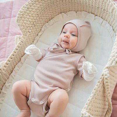 Short-sleeved bodysuit 0-3 months - Powder Pink