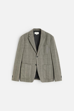 ZARA БЛЕЙЗЕР ИЗ ХЛОПКА И ШЕРСТИ В ЕЛОЧКУ, ЗЕМЛЯНОЙ