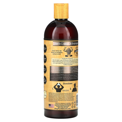 Okay Pure Naturals, Для мужчин, шампунь для волос и бороды с полностью натуральным касторовым маслом, 473 мл (16 унций)
