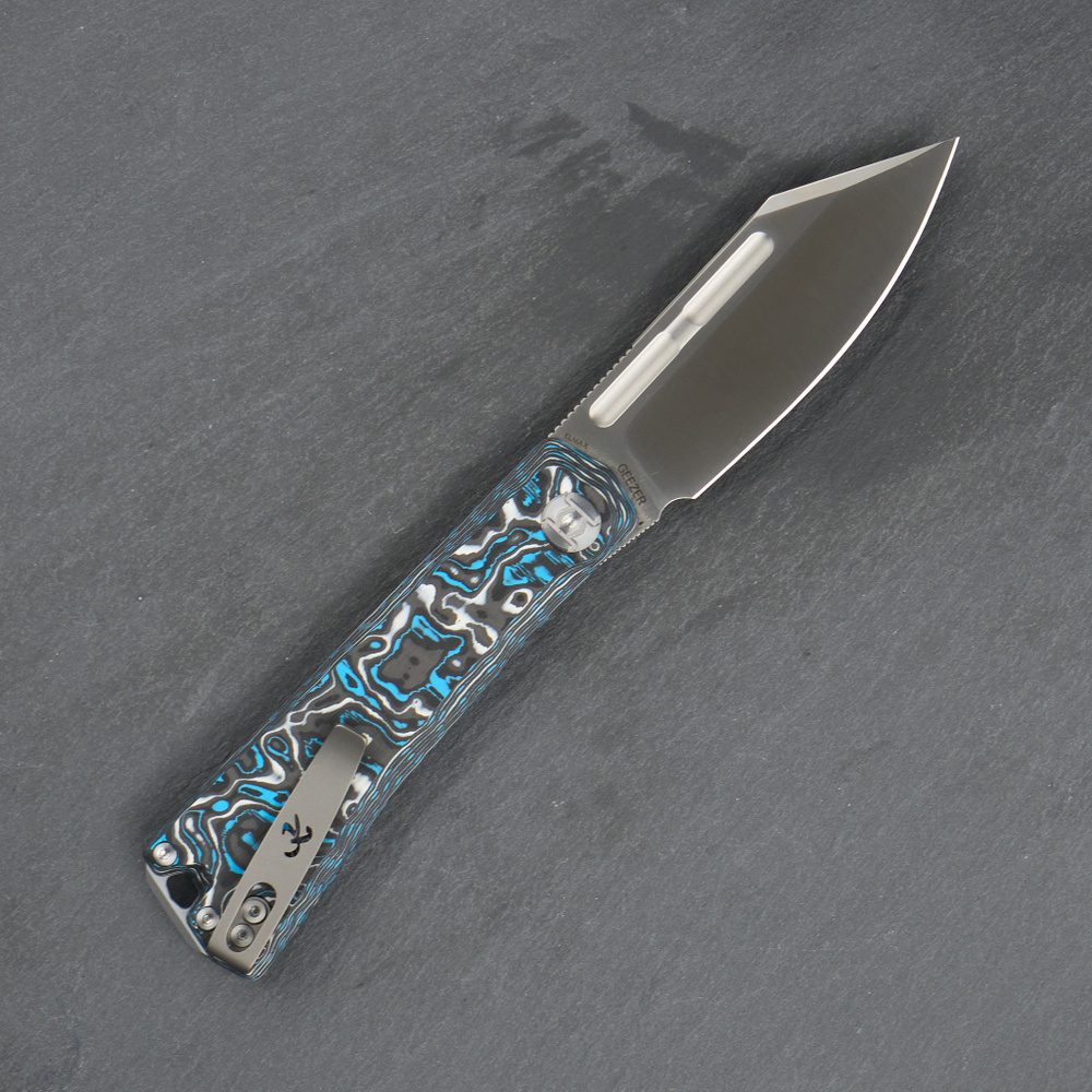 Нож складной Kunwu GEEZER Blue CF (Старичок)