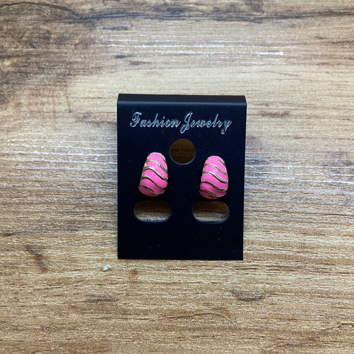 Серьги Small Ракушка эмаль цветная цвет розовый металл золотистый