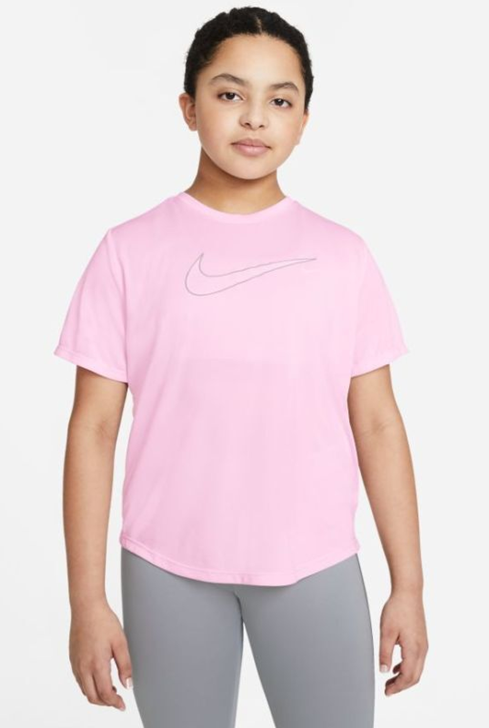 Футболка для девочки теннисная Nike Dri-Fit One SS Top GX G - pink  foam/light smoke grey - купить по выгодной цене | Теннисный магазин  tennis-store.ru