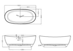 Ванна из искусственного камня ABBER Stein AS9615 белая матовая  180x85 см