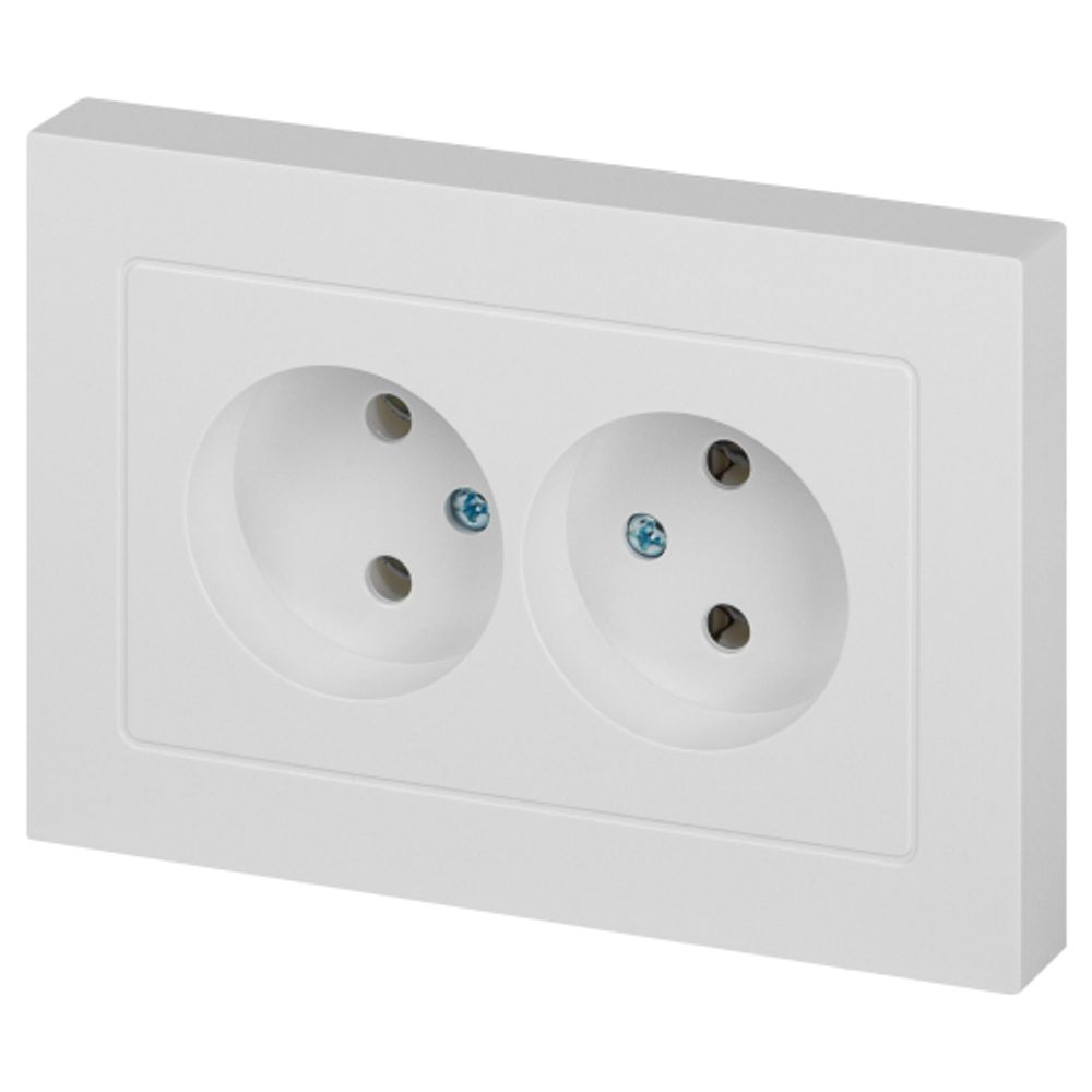 Розетка Intro Accent 6-204-01 двойная 2х2P 16А-250В IP20 СУ AL/CU белый | Intro