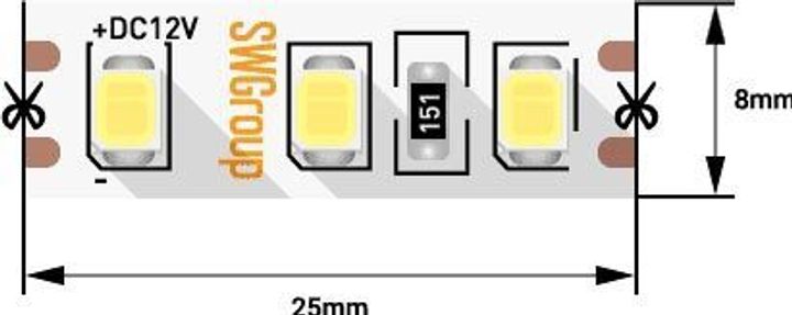 Светодиодная лента SWG 9,6W/m 120LED/m 2835SMD нейтральный белый 5M 007264