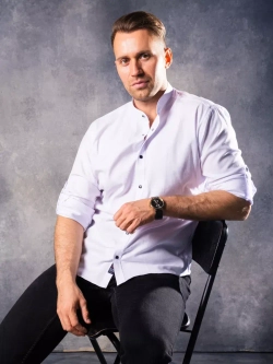 Рубашка с длинным рукавом стойка