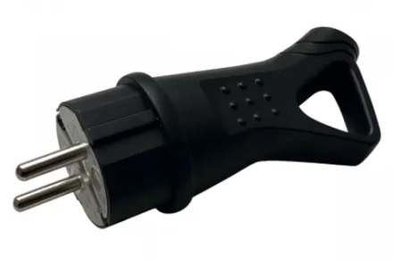 Вилка однофазная прямая каучуковая с кольцом 220-250В, 16А, IP44 Samtools