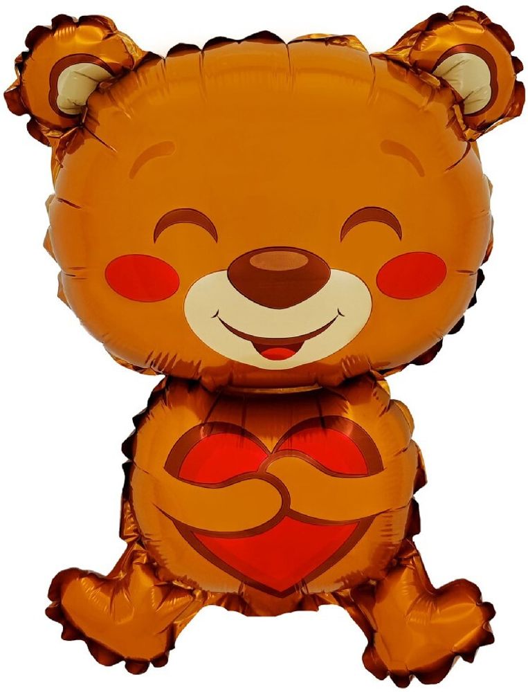 Шар с клапаном (16&#39;&#39;/41 см) Мини-фигура, Медвежонок с сердцем, 1 шт.