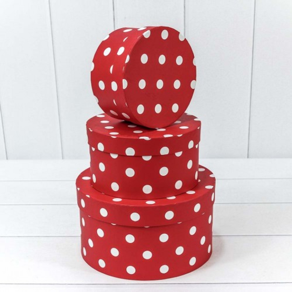 Коробка 21х11.5 см Набор 3 шт "Горошек" (Красный)