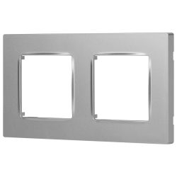 Рамка для розеток и выключателей ЭРА Серия 12 12-5202-03 на 2 поста, Классик, алюминий