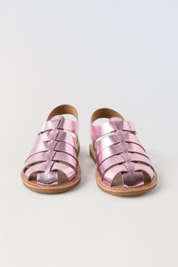 ZARA САНДАЛИИ С МЕТАЛЛИЗИРОВАННОЙ ОТДЕЛКОЙ, РОЗОВЫЙ