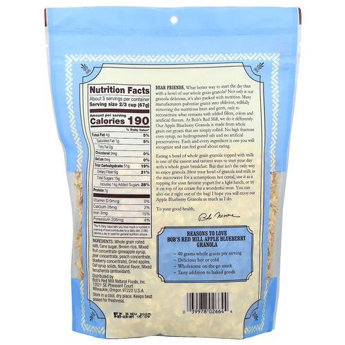 Bob's Red Mill, гранола, яблоко и голубика, 340 г (12 унций)