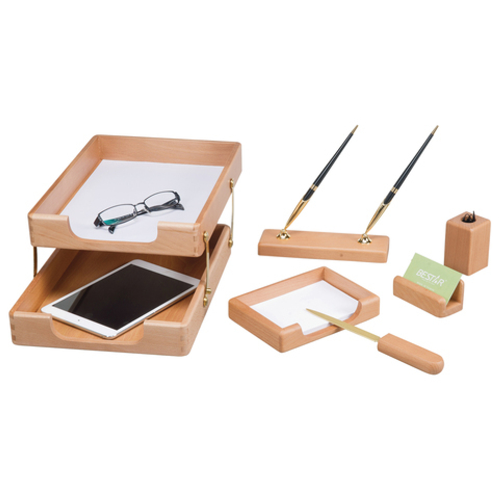 Набор настольный BESTAR "Jupiter" из массива дерева (бук), 6 предметов, цвет "дуб", 236374