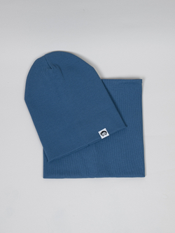 Комплект трикотажный шапка и снуд "Деним"