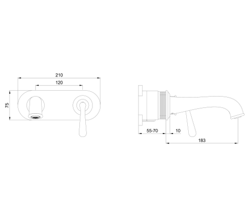 Смеситель для раковины встраиваемый WONZON & WOGHAND STEAM, Черный матовый (WW-88869008-MB)