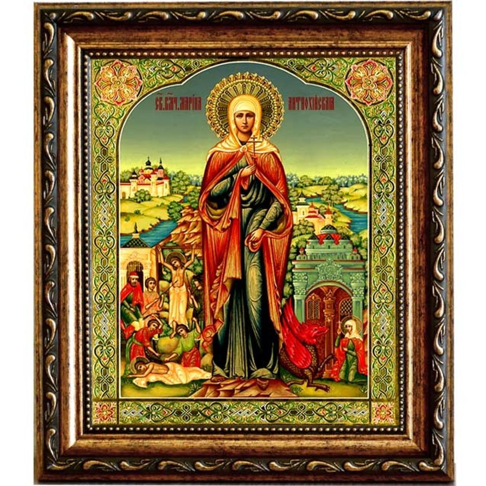 Марина (Маргарита) Антиохийская Святая великомученица. Икона на холсте в раме