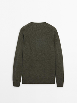 Massimo Dutti Свитер из 100% кашемира, зеленоватый