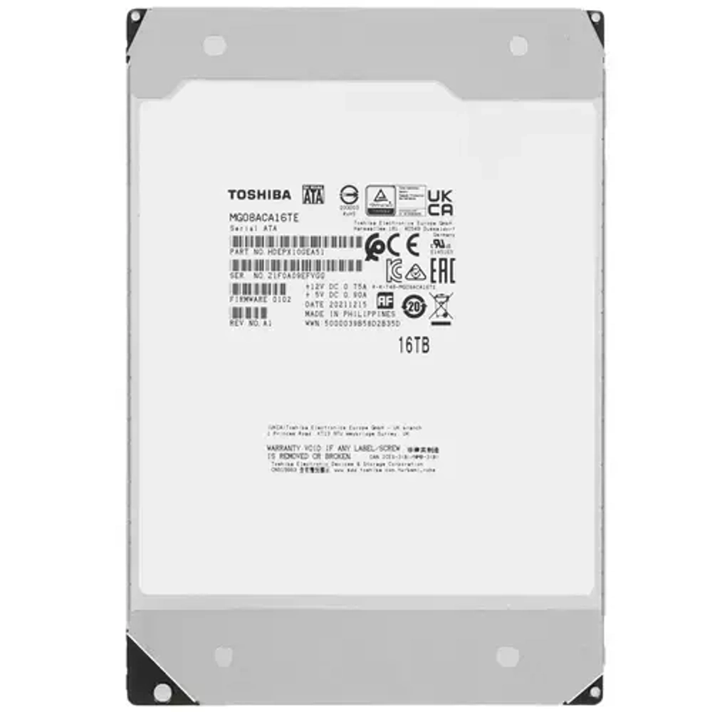 Корпоративный Жесткий Диск HDD 16Tb TOSHIBA Enterprise SATA 6Gb/s 7200rpm 512Mb 3.5" MG08ACA16TE