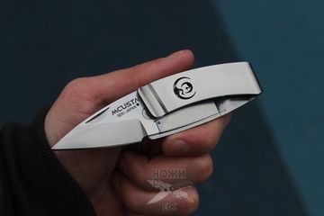 Складной нож -зажим для купюр Mcusta TSURU (журавли) MC-0083 c клинком из стали AUS-8, рукоять Stainless Steel