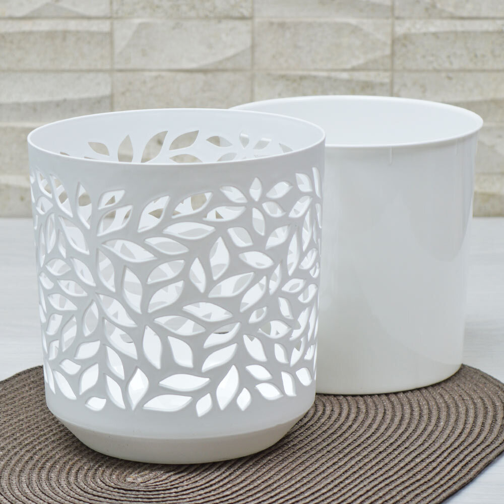 Кашпо Leaves 2,5л, белый/белый