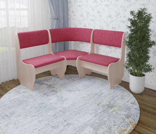 Скамья угловая мягкая compatto "Оливьер" (Вишня Хансен/Велюр Antonio Berry (AT)) -G