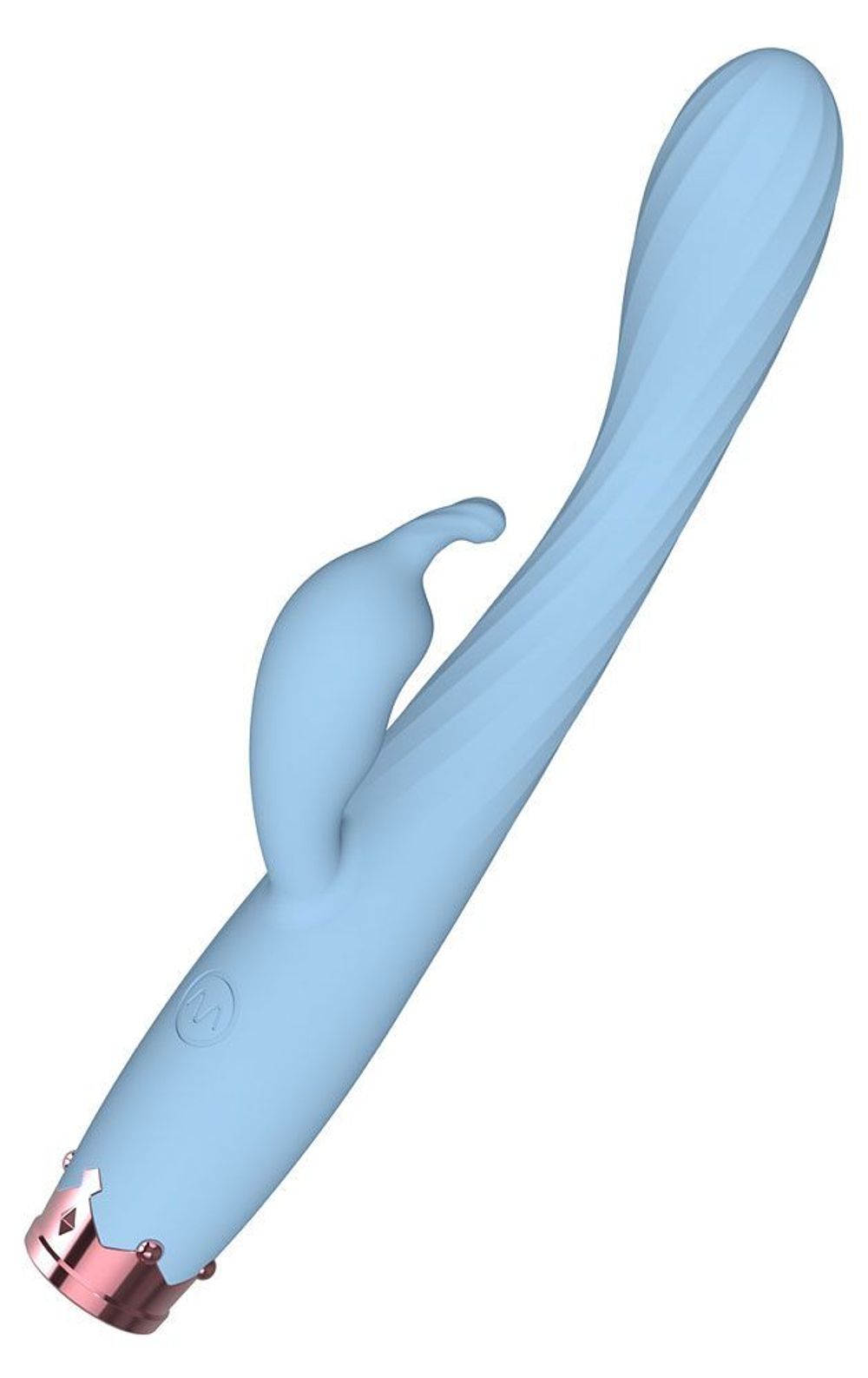 Голубой вибратор-кролик - 17,8 см. (Цвет: голубой)