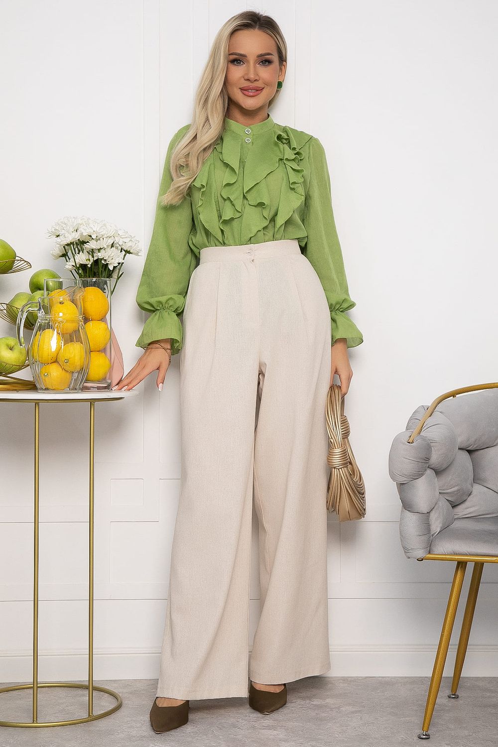 Брюки льняные Мэрлин (бежевые) Б15428-7М LT Collection