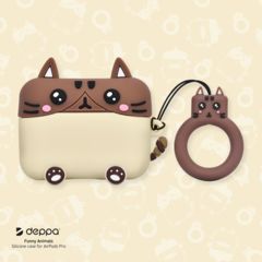 Чехол силиконовый Deppa Funny Animals для AirPods Pro D-47303 2.0мм кот Коричневый-кремовый