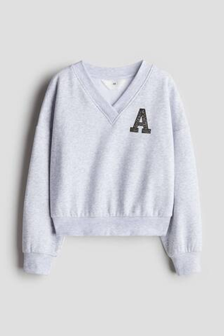 H&M Толстовка с V-образным вырезом, светло-серый