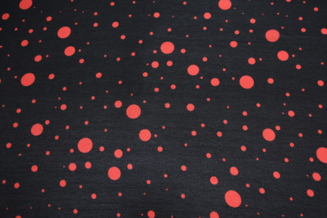 Креп-жоржет черный в коралловый горох