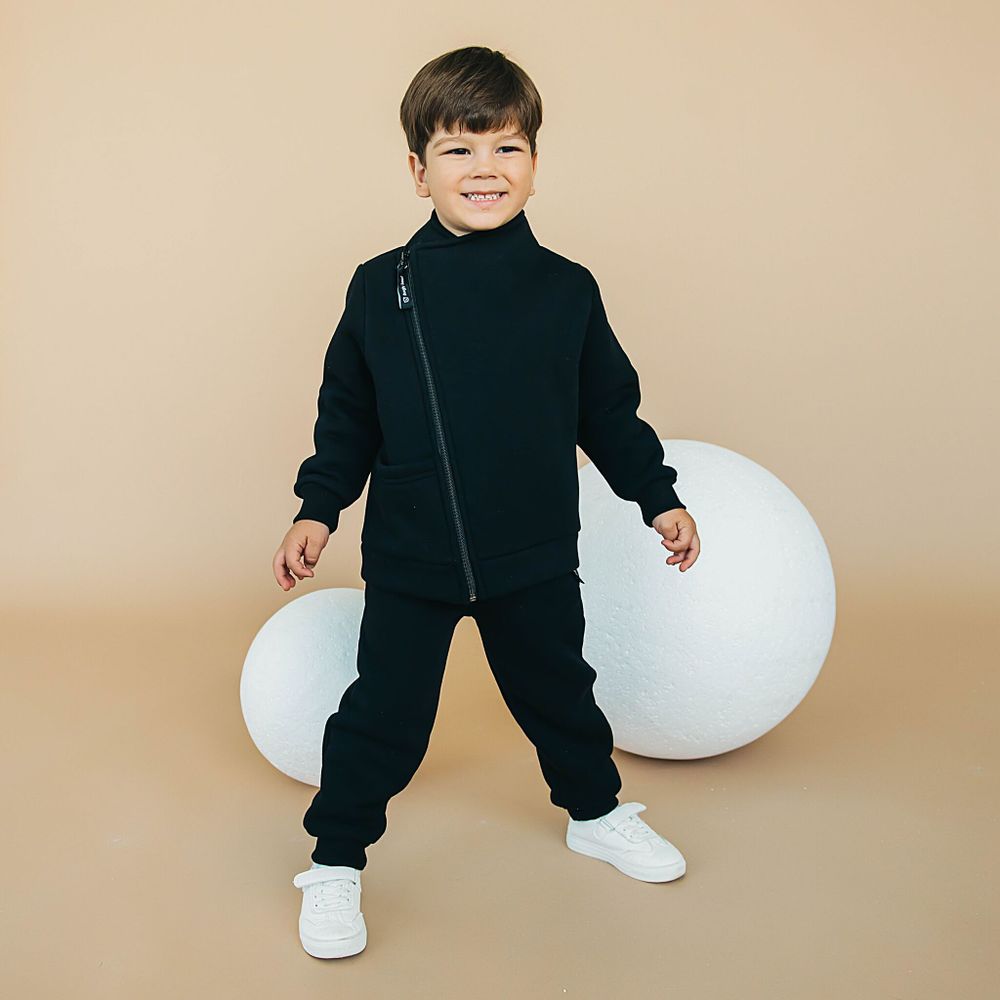 Толстовка с косой молнией "Уголь" утепленная