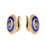 Серьги с Танзанитами, эмаль, E0084-4/5