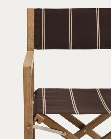 Складной уличный стул Vilara коричнево-бежевый с каркасом из акации