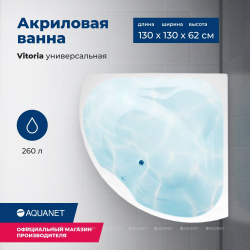 Акриловая ванна Aquanet (Акванет) Vitoria 130x130 с каркасом