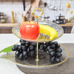 Фруктовница 2-х ярусная 21*16*23см прозрачная с золотой каймой, PP