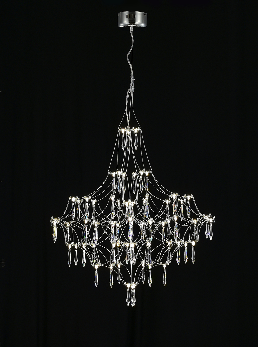 Подвесная люстра светодиодная с пультом и хрустальными подвесками Asfour MyFar Allegria MR2641-66P-76AP